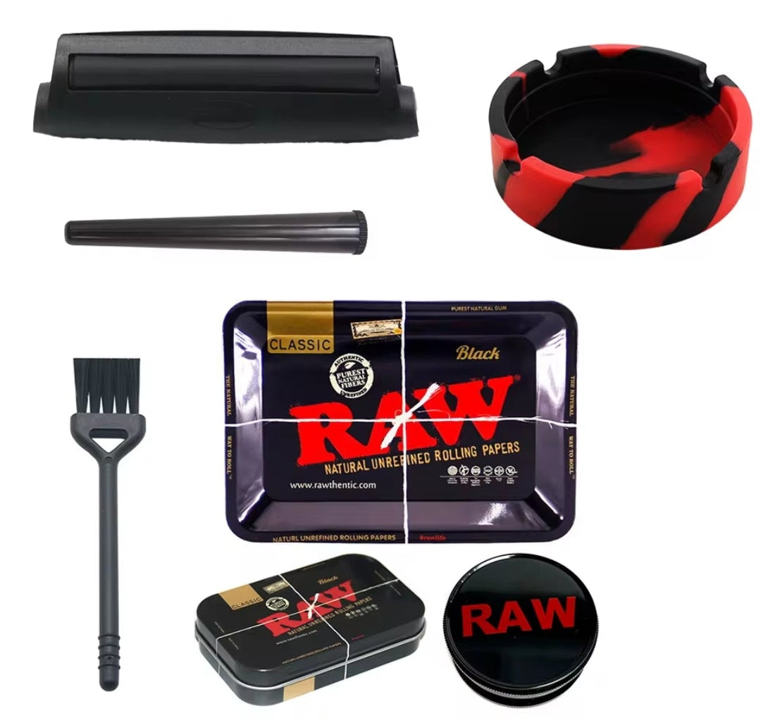 60mm 2-Layer Herb Grinder Set | Rolling Tray, Ashtray & Storage Tube All-in-One Smoking Kit