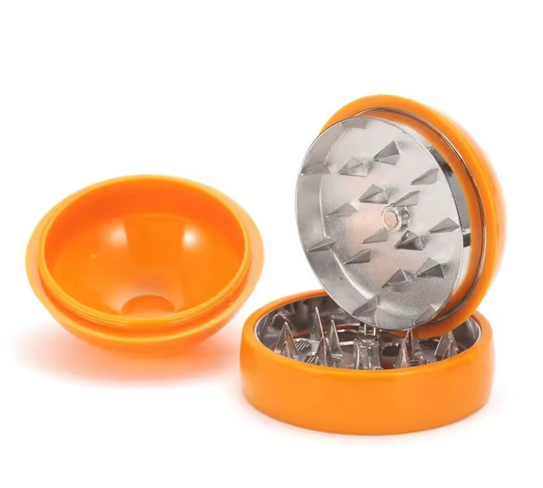 Orange Ball Herb Grinder 58mm 3-Layer Metal Grinder with Sharp Teeth Cartoon Cute Portable Spice Tobacco Crusher Smoking Accessory Gift Gadget