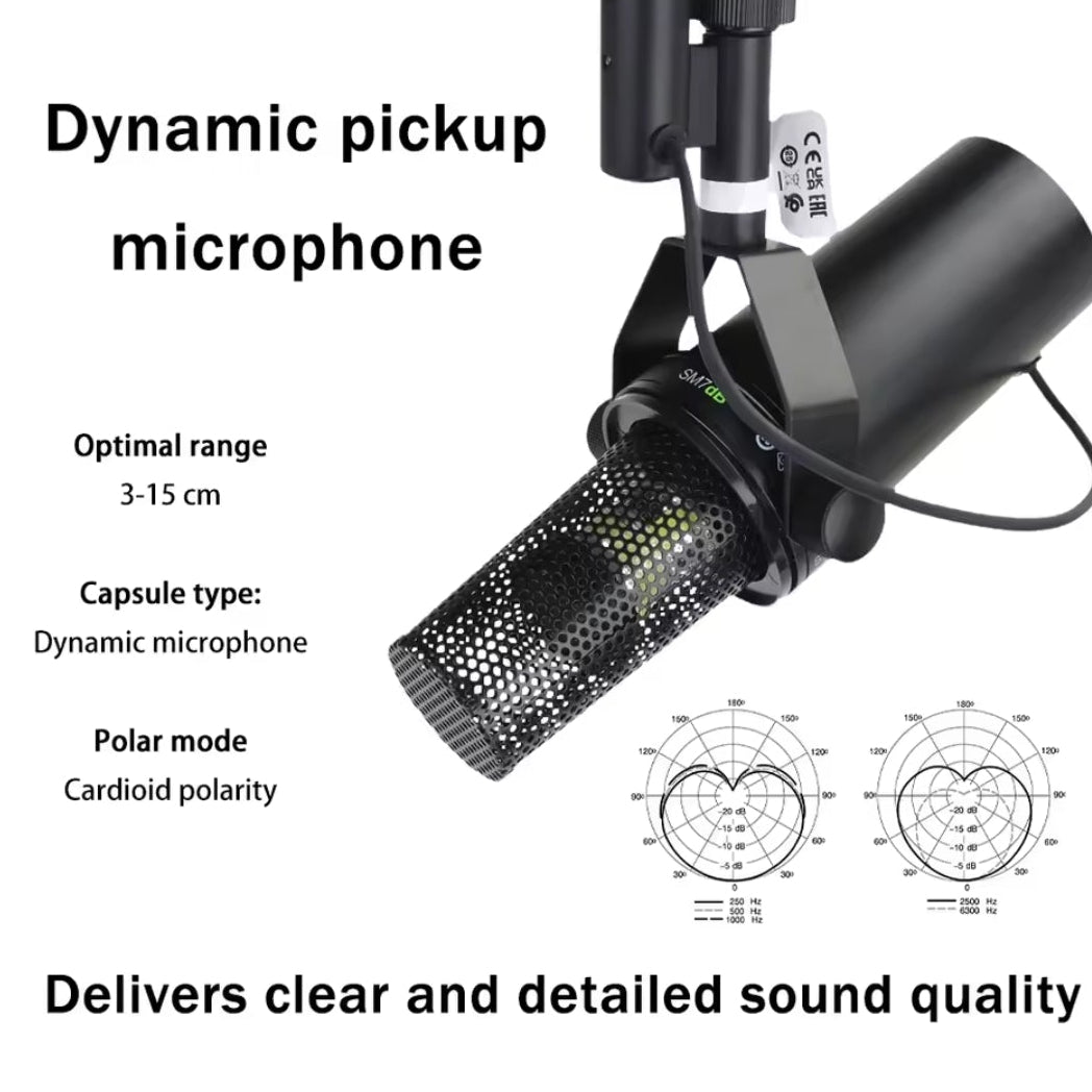 SM7dB Dynamic Microphone with Built-in Preamp - Shure SM7B Style Vocal Mic for Podcast Recording, Streaming, Voiceover - Selectable Frequency Response